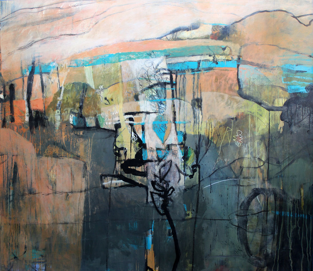 Fields of Plenty | Kym Barrett | Acrylic and mixed media on canvas | 120 x 180 cm | $5500
