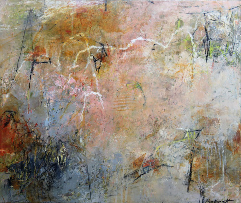 Touched and Tender I | Kym Barrett | Oils and cold wax medium on board | 52 x 62 cm framed in oak | $1200