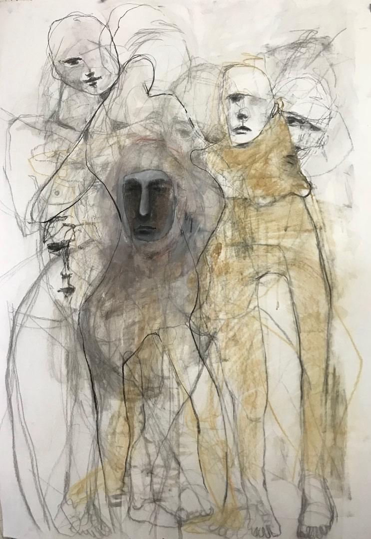 lifedrawing 23112018 2019 | Veronica Cay | Mixed media drawing | 126 x 95 cm framed in white | SOLD