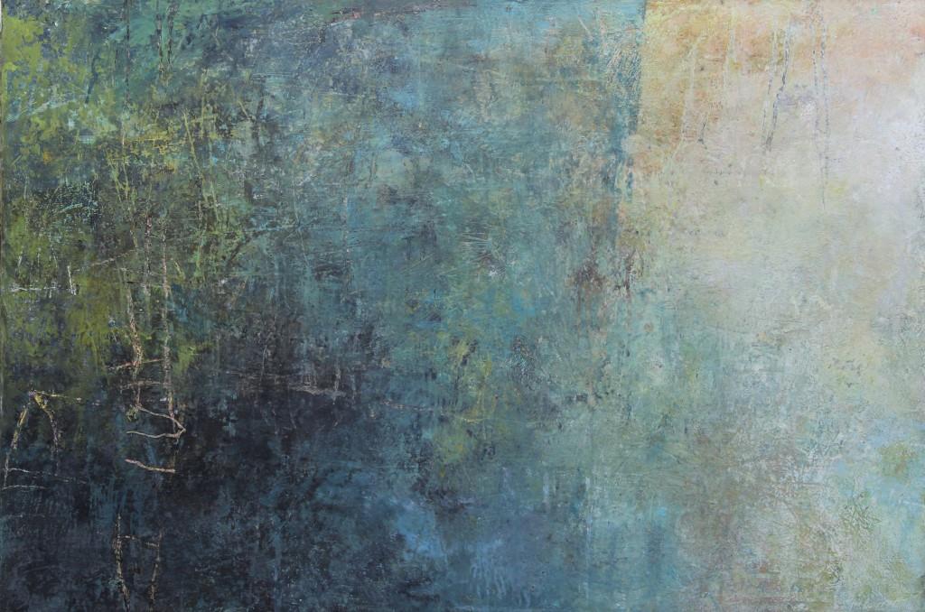 Out of the Solitude I | Kym Barrett | Oils and cold wax medium on board | 62 x 92 cm framed in oak | $1900