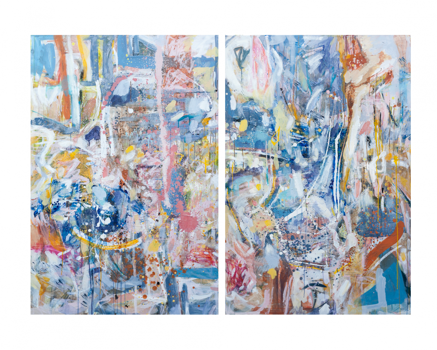 The Rivermouth Fresh and Saltwater Flow I & II | Rosie Lloyd Giblett | Acrylic on canvas | 153 x 203 cm diptych. | $4600