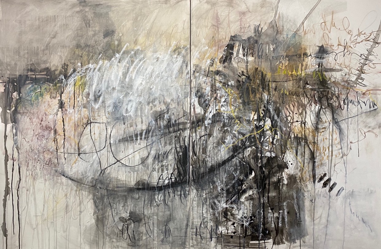 let go and you will find me 2020 | Veronica Cay | Mixed media on canvas | 120 x 180 cm diptych. | $7000