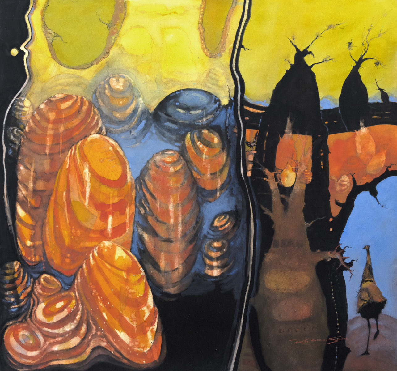 Bungle Bungles | Rex Backhaus-Smith | Watercolour on paper | 129 x 126 cm, framed in black under art glass | $6500
