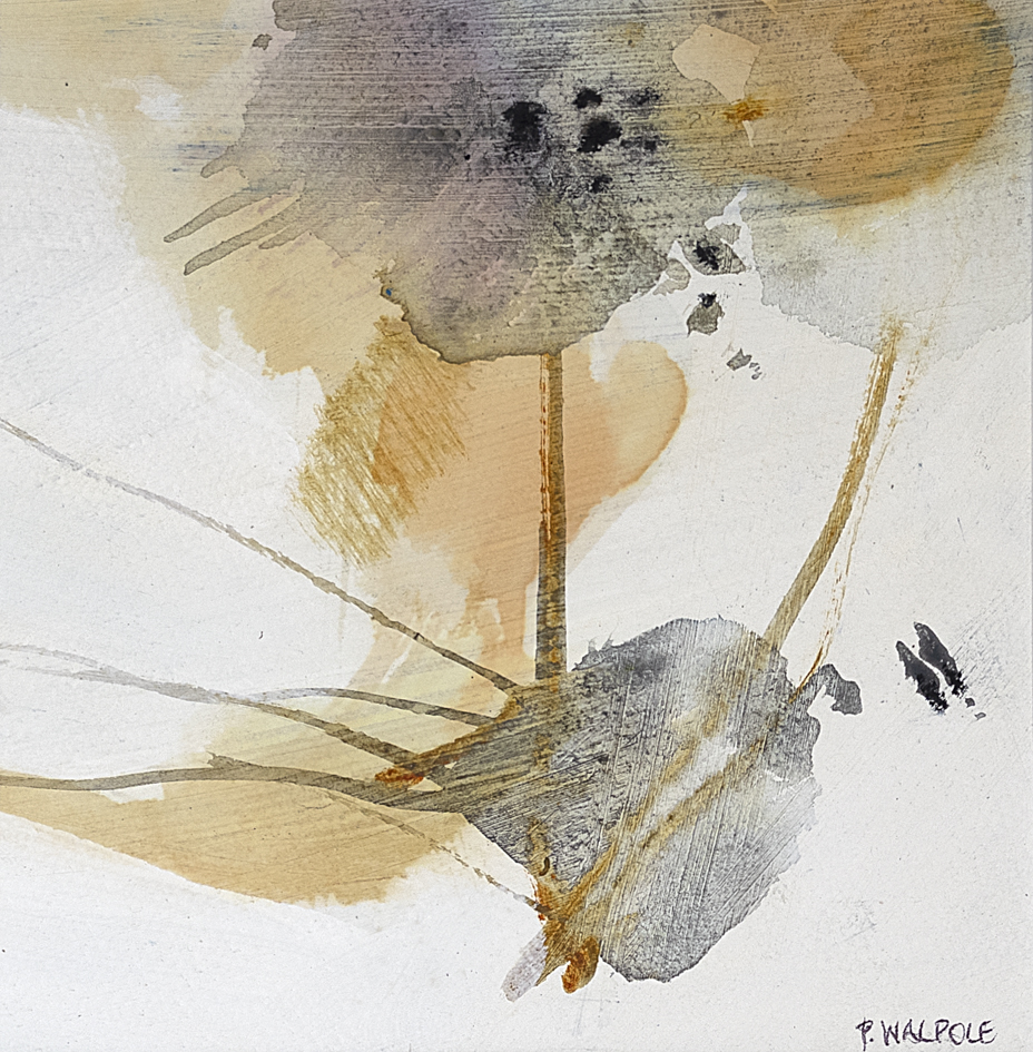 Dancing on water IV | Pam Walpole | Mixed media on paper | 39.5 x 37.5 cm, framed in dark-stained oak | SOLD