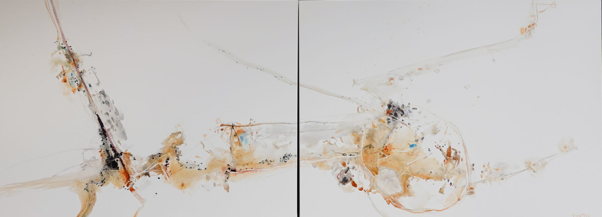 In drought I & II | Pam Walpole | Mixed media on canvas diptych. | 91 x 244 cm | $6500