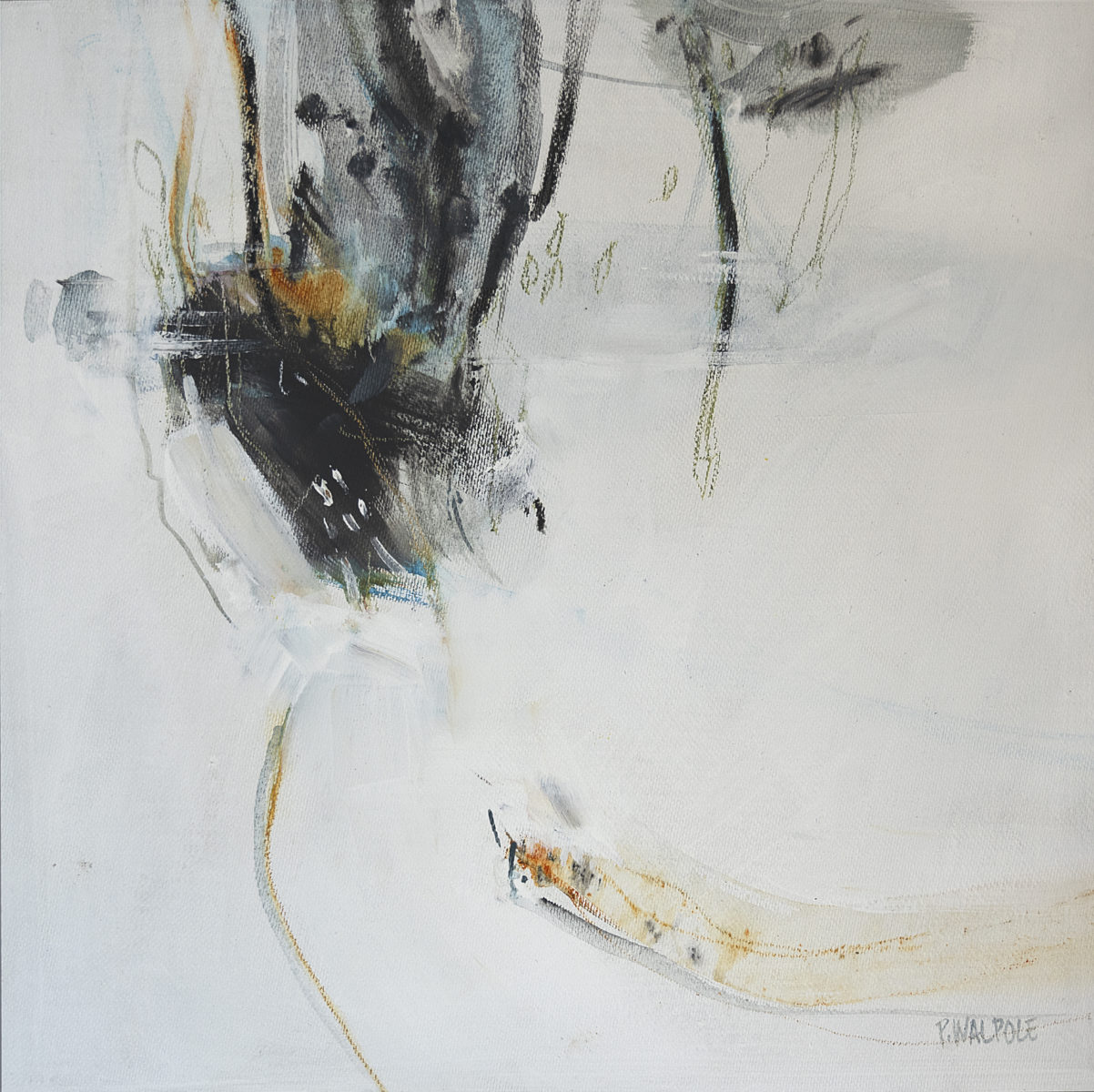 Skimming The Surface II | Pam Walpole | Mixed media on canvas on board | 49.5 x 49.5 cm, framed in aluminium | $980