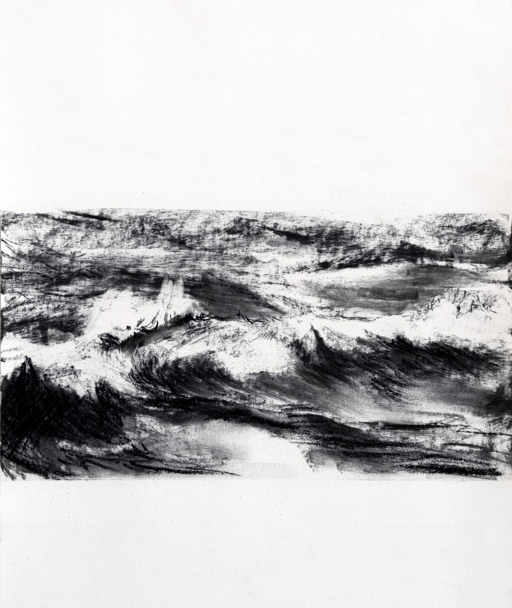 Wind Sea 2022 | Shyanne Clarke | Charcoal and ink on paper | 72 x 52 cm, framed in oak | $480