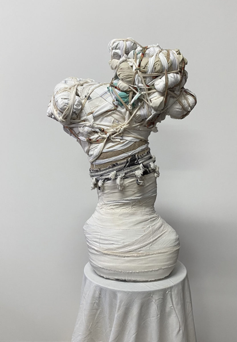 memories full of laden promise I 2022 | ronniecay | Ceramic and cloth sculpture | 60 cm | $3000