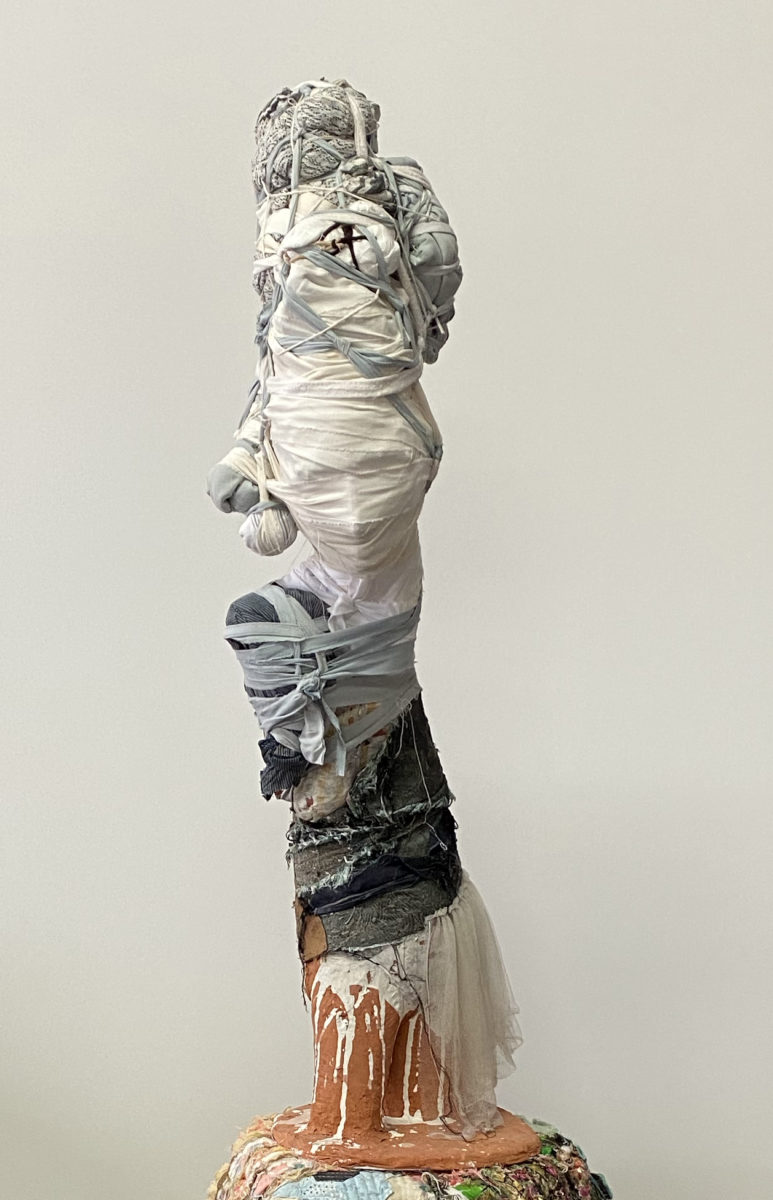 whimsey of neglect 2021 | ronniecay | Ceramic and cloth sculpture | 92 cm | $3500