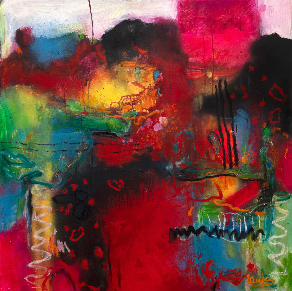 Summer Glaze | Judith Laws | Mixed media on canvas | 101.5 x 101.5 cm | $3500
