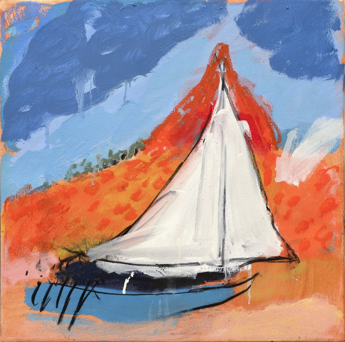 Blue Skiff 2023 | Sue Gill | oil on canvas | 50 x 50 cm | $1500