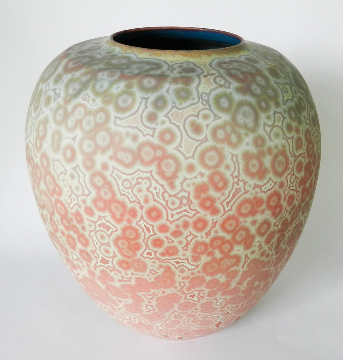 Coral Connections | Dennis Forshaw | large vessel with matt crystalline glaze | 30 x 25 cm | $1350