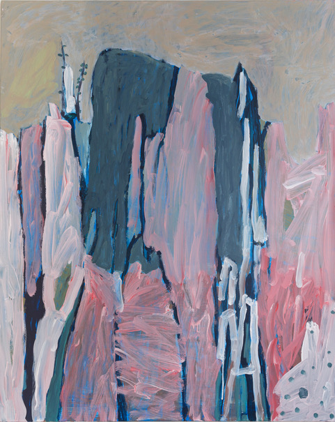 Escarpment 2022 | Amy Clarke | acrylic on canvas | 155 x 124 cm, framed in white | $4800