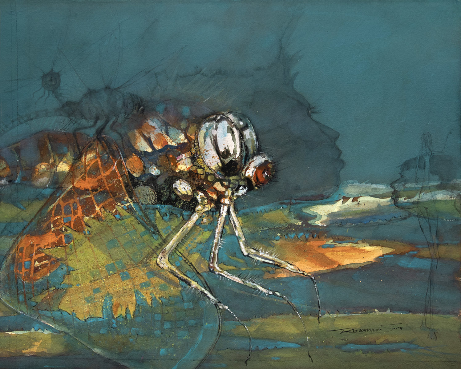 Love Is a Dragonfly | Rex Backhaus-Smith | watercolour and gouache on paper | 80 x 98.5cm, framed in white | $3,500