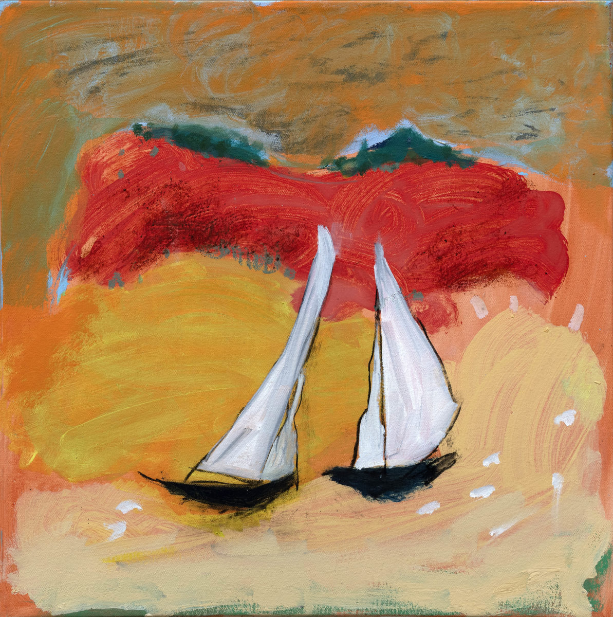 Twin Yachts 2023 | Sue Gill | oil on canvas | 50 x 50 cm | $1500