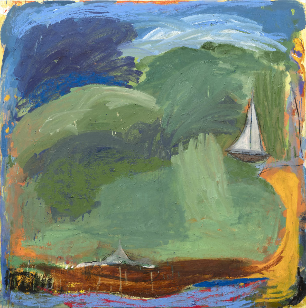 Very Small Boat 2023 | Sue Gill | oil on canvas | 140 x 140 cm | $4500