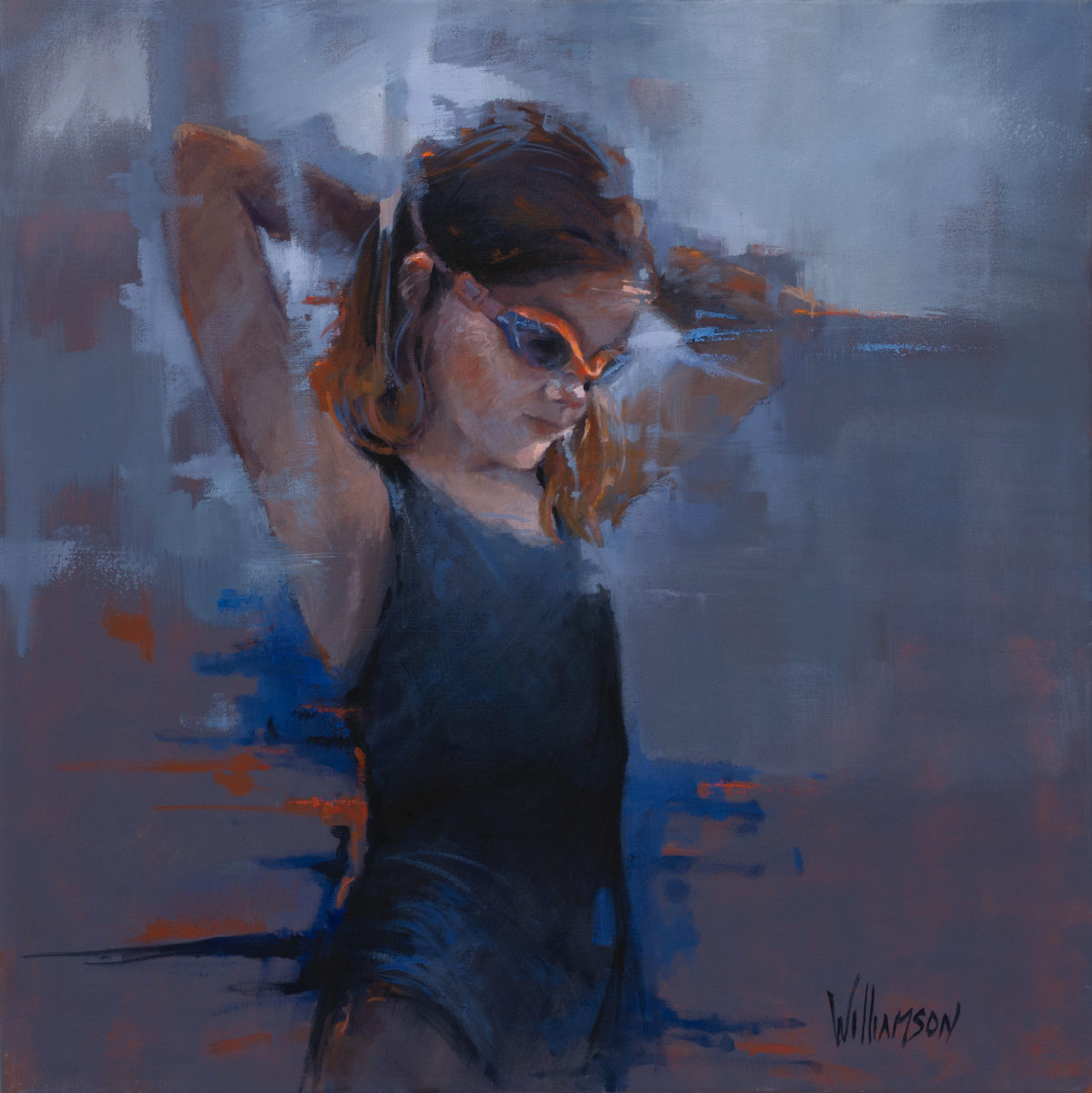 Girl with Orange Goggles | Jan Williamson | Oil on canvas | 61 x 61 cm | $6,500