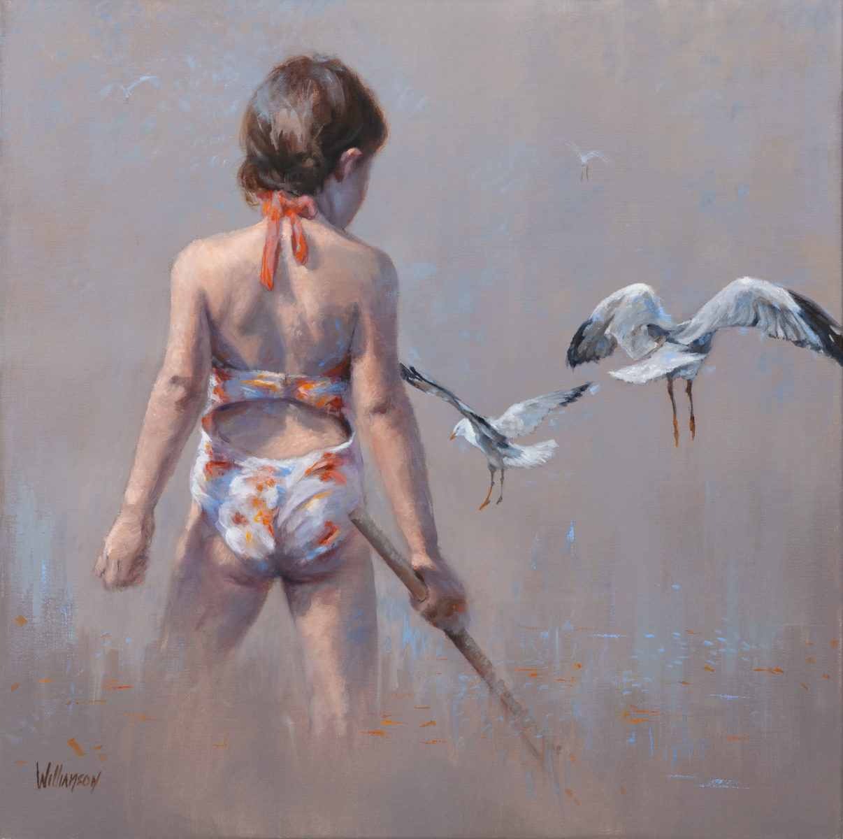 Girl with Seagulls | Jan Williamson | Oil on canvas | 61 x 61 cm | $5,900