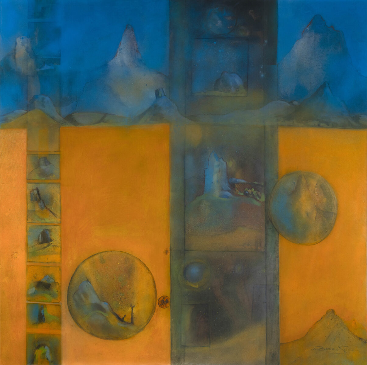 Visions (Glasshouse Mountains) | Rex Backhaus-Smith | acrylic on canvas | 150 x 150 cm | $15,000