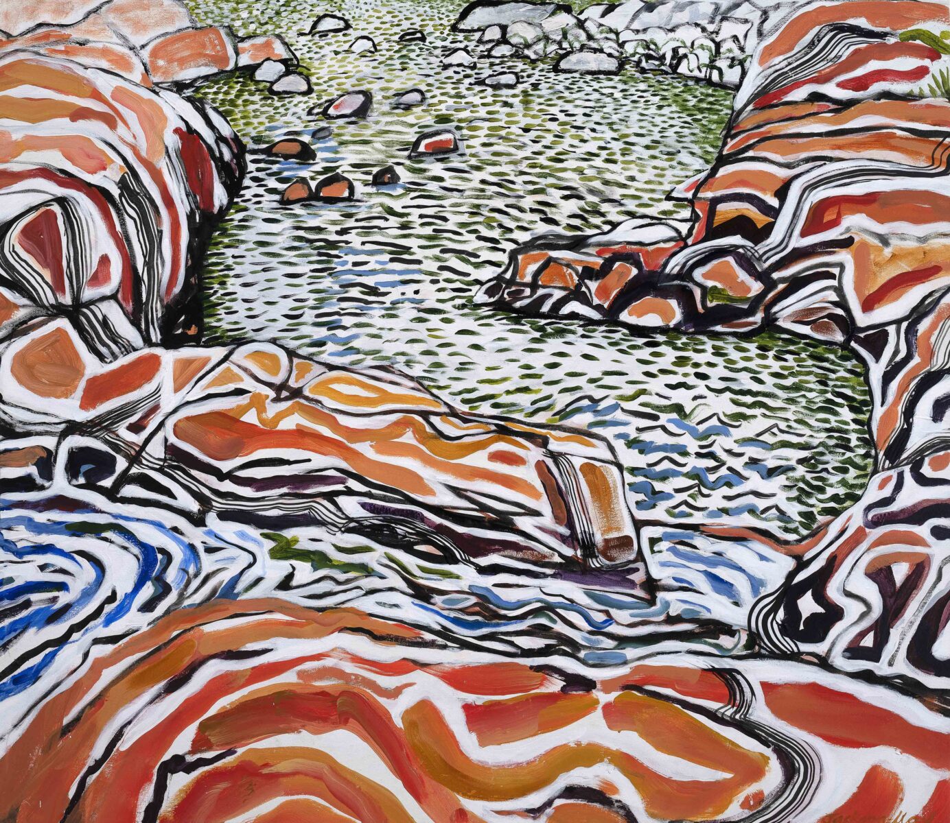 Wappa Falls 2 | Helena Jackson-Lloyd | acrylic on canvas | 130 x 146 cm (framed) | $3,900