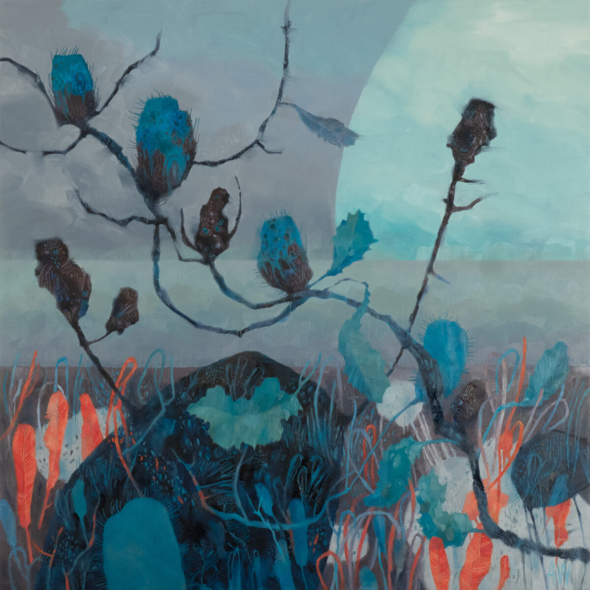 Mint dusk calm | Adrienne Williams | oil on board | 70 x 70 cm | SOLD