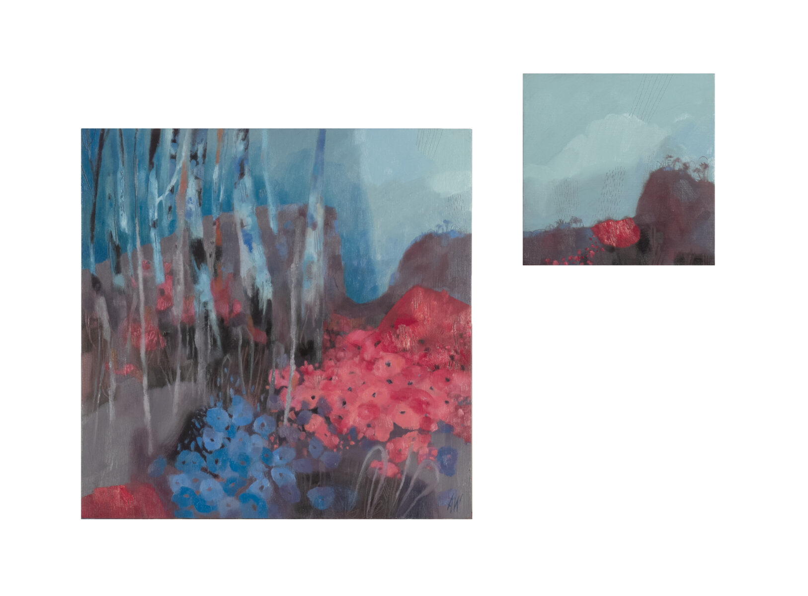 Little meadow dream | Adrienne Williams | oil on board | 30 x 30 - 15 x 15 cm (diptych.) | $1,100