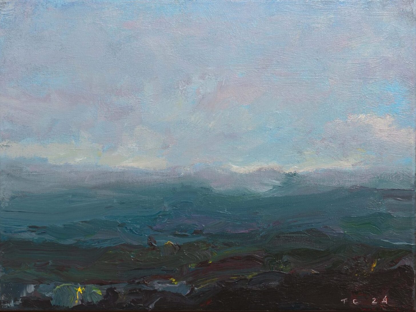 Across the Range | Tony Coles | Oil on canvas | 33.5 x 43.5 cm, framed in oak | $1,400