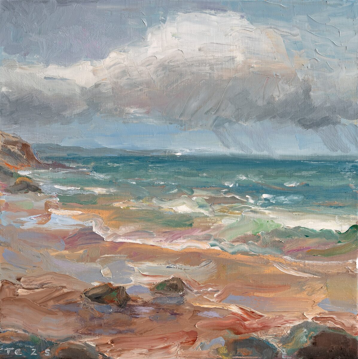Cloud and Cove | Tony Coles | oil on linen | 43.5 x 43.5 cm (framed) | $1,600