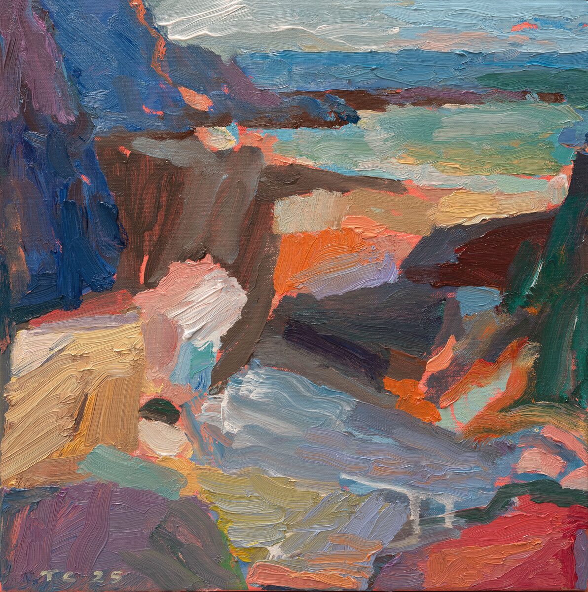 Headland Corner | Tony Coles | oil on linen | 43.5 x 43.5 cm (framed) | $1,600