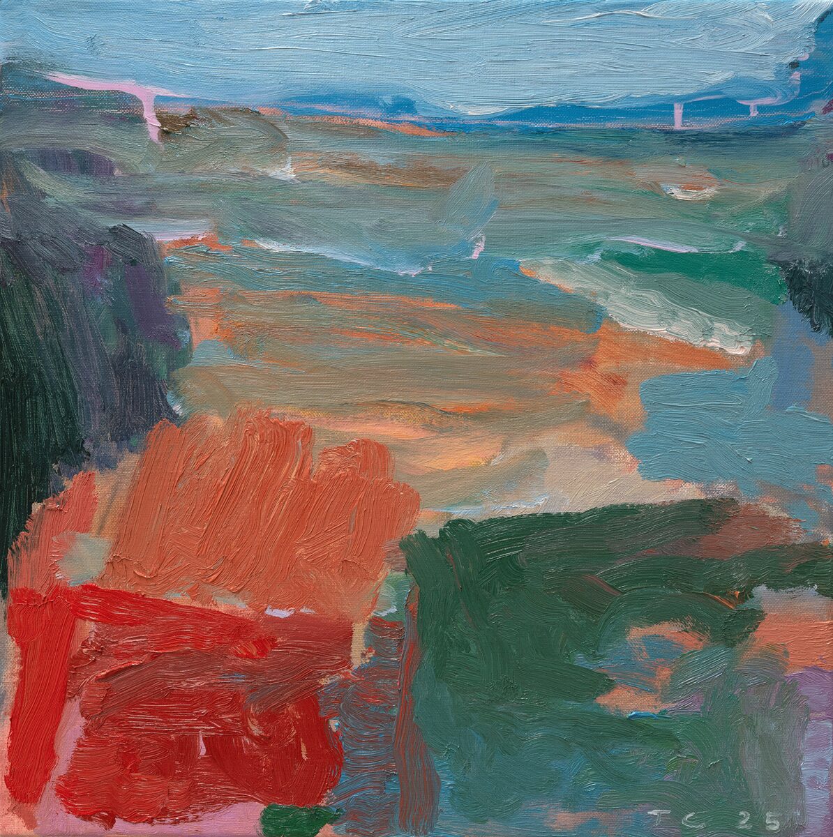 In the Cove I | Tony Coles | oil on linen over canvas | 43.5 x 43.5 cm (framed) | $1,600