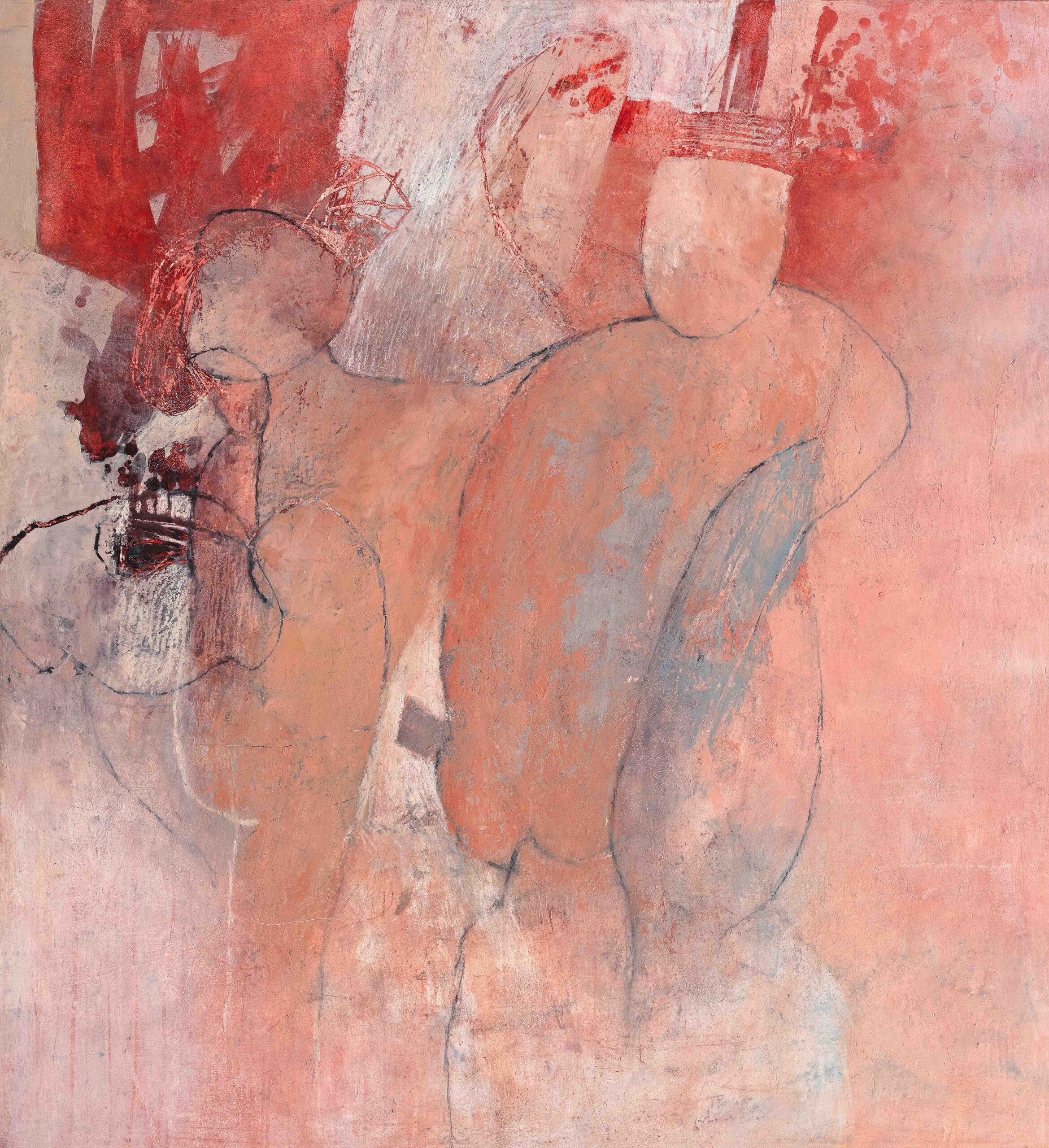 A Tender-Hatted Presence | Kym Barrett | Oil, oilstick and cold wax medium on board | 122 x 112 cm | $5,500