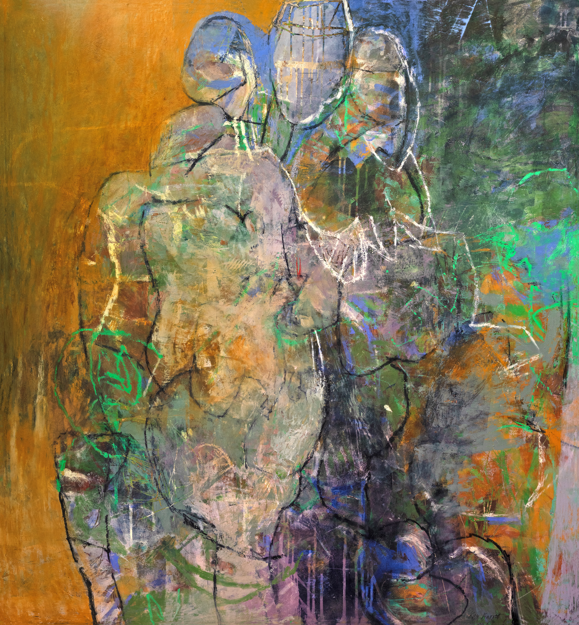 A Triple Unity | Kym Barrett | Oil, oilstick and cold wax medium on board | 132 x 122 cm | $5,800