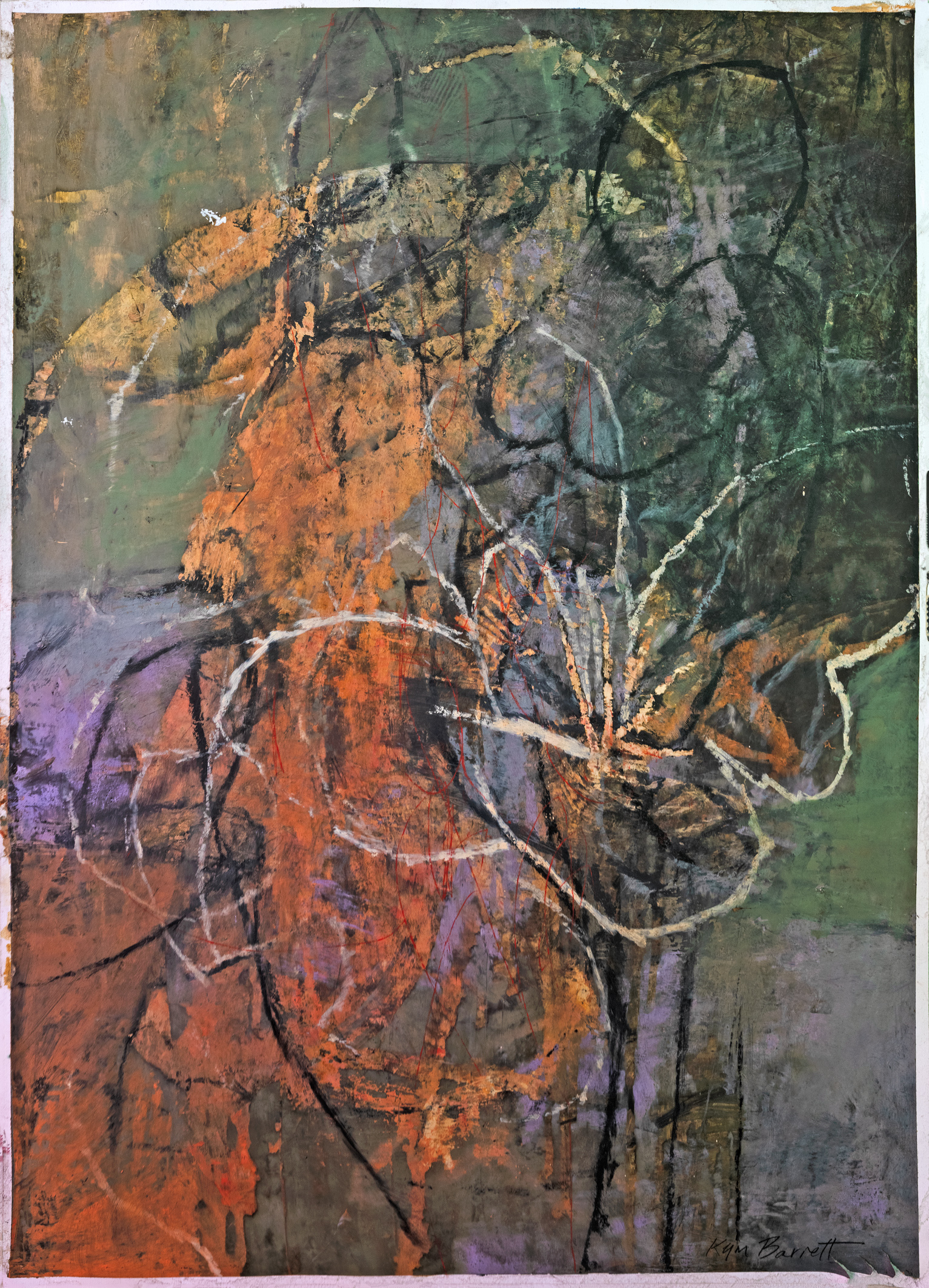 Floral Body | Kym Barrett | Oil and cold wax medium on paper | 92 x 70 cm, framed under glass | $1,800