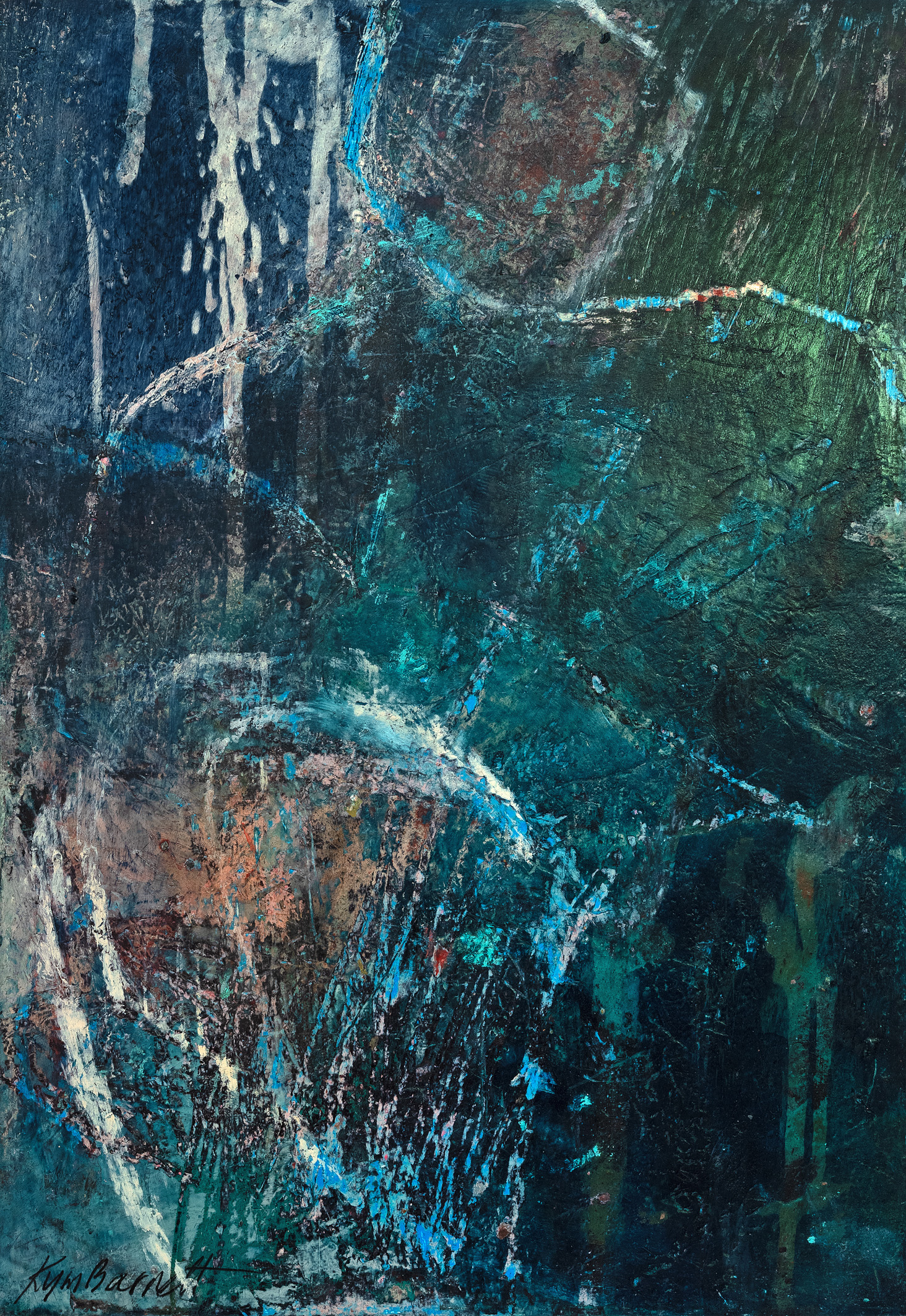Tears 2 | Kym Barrett | Oil and cold wax medium on board | 32 x 23 cm | $890