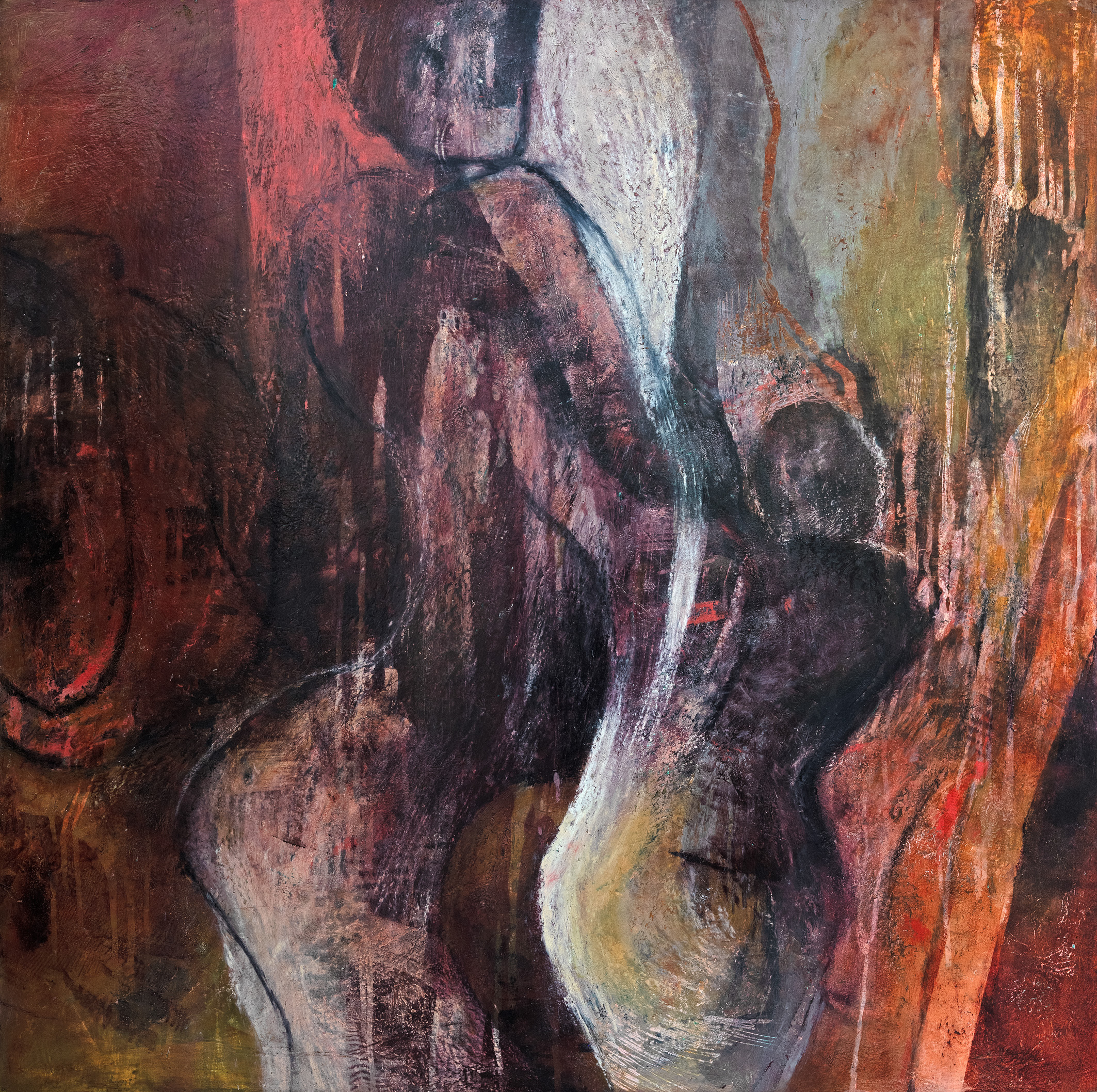 To know the dark, go dark | Kym Barrett | Oil and cold wax medium on board | 72 x 72 cm | $2,500
