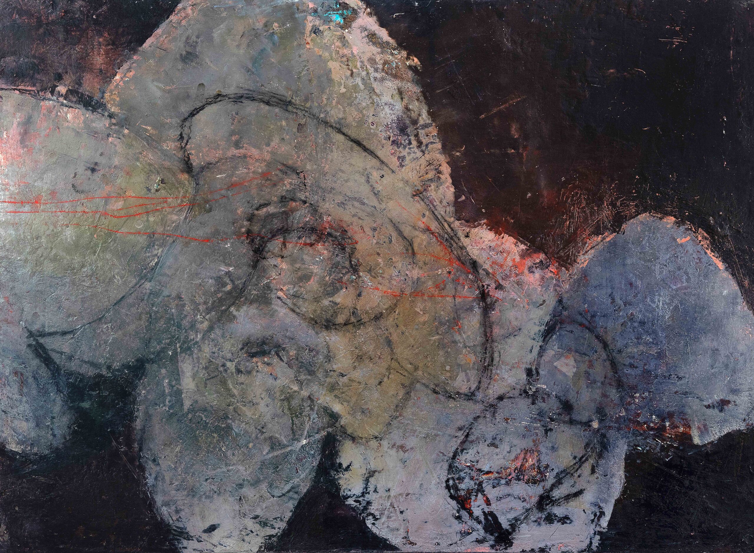 Embodied at night | Kym Barrett | Oil and cold wax medium on board | 31 x 41 cm | $1,250