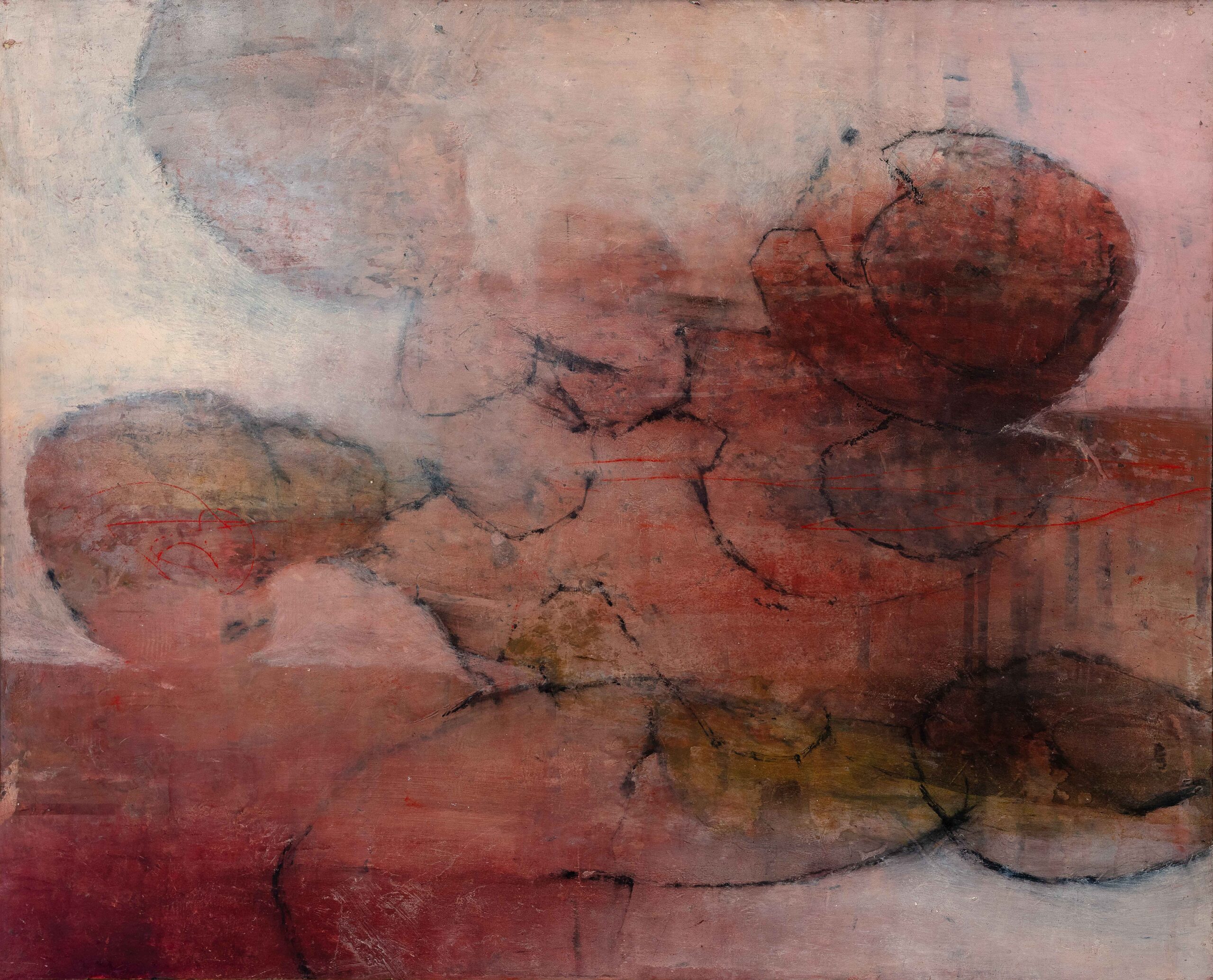 She is woven into the mystery | Kym Barrett | Oil and cold wax medium on board | 42 x 52 cm | $1,500